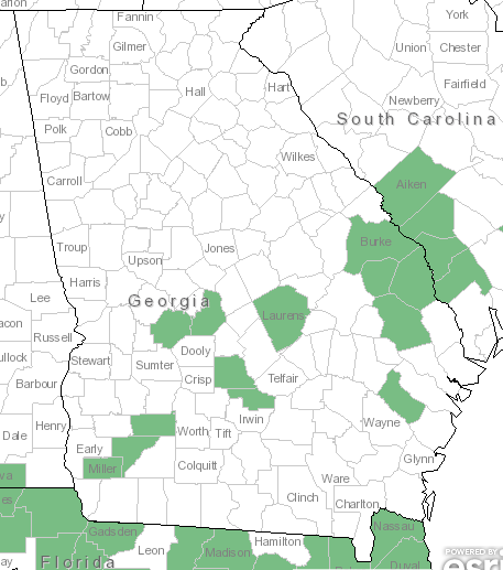 The Georgia range of Asclepias perennis